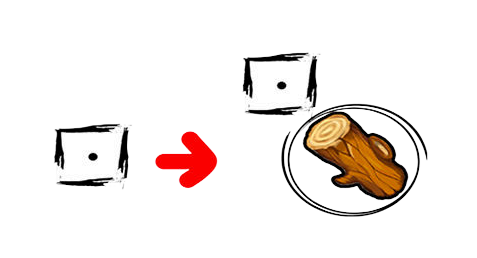 a field with resource marked by a die